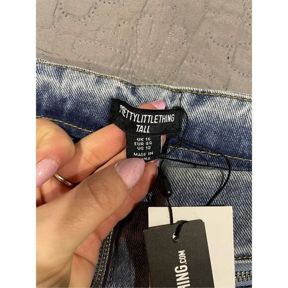 Pretty Little Thing Blue Wash 16 UK Tall Straight New Vintage Look Jeans - Picture 5 of 13